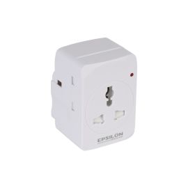 Epsilon Universal Adapter- ES1365| 1 Universal Socket and 2 UK Sockets| Ideal for Home, Office, etc to Connect Chargers, Laptops, Lamp and Other Electrical Devices and Appliances| White