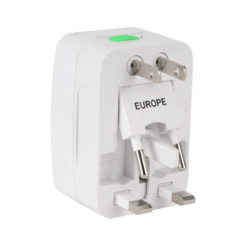 Epsilon Universal Travel Adaptor- ES1511/ Global Compatibility, Integrated Surge Protection, Compact and Portable Design/ Perfect for Travelling/ White