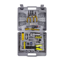 Epsilon 126 Piece Hand Tool Set- ET1047| Rust-Proof, High-Quality Tools For Durability, Comfortable Grip And A Storage Box| Set Includes Spanner, Socket Set, Hex Key, Level, Bits, Plier, File, Wrench, Screwdriver, Wire Cutter, Gauge| For DIY, General Repa