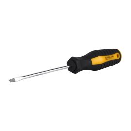 Epsilon Screwdriver Slotted- ET1116| 4 X 100 MM, With Double Injected Cushion Grip, High-Quality Carbon Steel and Heat Treated| Perfect for Loosening and Tightening Slotted Screws| Black and Yellow