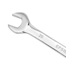 Epsilon 20 MM Combination Wrench- ET1144| Drop Forged Steel, Fully Polished, Hardened and Tempered, Highly Durable, Perfect for Hardening and Loosening Nuts| Silver