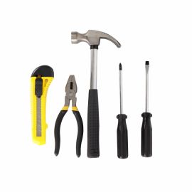 Epsilon 5 Piece Home Using Tool Kit- ET1163/ Rust-Proof, Durable, Comfortable Grip/ Set Includes Claw Hammer, Utility Knife, Linesman Plier, Philips and Slotted Screwdriver/ Ideal for DIY, Home Improvement, General Repairs, Maintenance/ Black