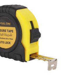 Epsilon Measuring Tape- ET1194| 5 M X 19 MM| High Visibility, Equipped with Self Lock, Perfect for Home and Business Use| Black and Yellow