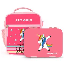 Eazy Kids Bento Boxes wt Insulated Lunch Bag Combo- Unicorn Pink