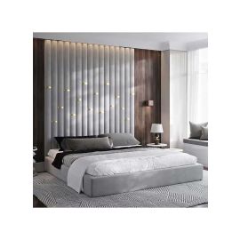 Jenny Tall Headboard Bed 200x200cm Super King Bed in Grey Color