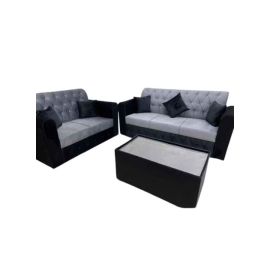 5– Seater Sofa Set With Table &Pillow 2+3 Grey/Black 190x80x80