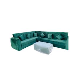 Maharat Al Bahar L Shape Mab Sofa Set With Table & Pillow 6 Seaters Green250x80x80cm