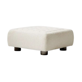 Fells Boucle Large Tufted Ottoman, Footrest, Foot Stall, Square Floor Pillow for Living Room, Bedroom