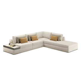 Fiji Sofa, L-Shaped Sectional Sofa, couch, settee Cozy Minimalist Modern Style for Living and Family Room furniture- Off White