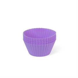 Six Piece Cupcake Molder, Silicone Cupcake Muffin Baking Cups, Reusable Non-Stick Cake Molds Sets, Mould Bakeware Maker Mold Tray Baking Cup Liner Molds (Purple)