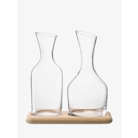 Wine Water & Wine Carafe Set & Oak Base 1.2L/1.4L Clear 