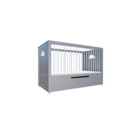 Home Hub 3 IN 1 Convertible Crib Grey - Coloured Rails - With Drawer