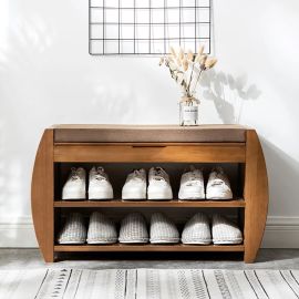 Harvold Upholstered Bench with Flip Top Storage Shoe Rack