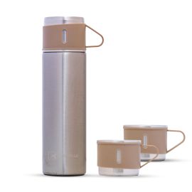 HYDROBREW Double Wall Insulated 500ml Tumbler Vacuum Flask with 2x 150ml Cup 