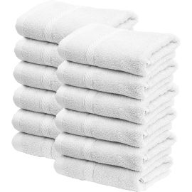 Hotel Linen Klub Deyarco Glofresh LUXURY Pack of 12 Anti Microbial White Face Towels, Size : 30 x 30cm