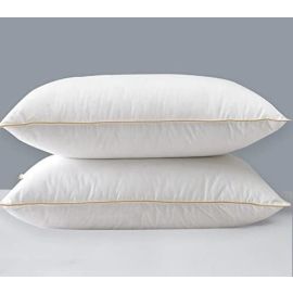 Hotel Linen Klub DEYARCO Hotel Linen 100% Cotton Luxury Pillow with Golden Single Piping 50x75cm, White, Standard