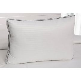 Hotel Linen Klub DEYARCO Princess Microfiber 85 GSM 1 cm Stripe Pillow Double Piping 50x90cm,1600grms, White, King