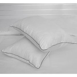 Hotel Linen Klub DEYARCO Princess Pack of 2 Soft Microfiber Pillow 85 GSM 1cm Stripe Single Piping White 50x90cm, 2400grms/pack, King