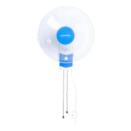 Olsenmark Wall Fan, 16 Inch - Two Pull String Switch - 3 Speed Setting - 120 Ribbed Grills - 5 Leaf ABS Transparent Blade - 60W Powerful Motor - Wide Angel Horizontal Oscillation