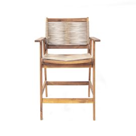 JECOCO TEAK BAR SET W/ROPE GREY (2 CHAIRS & 1 BAR TABLE)