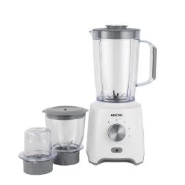 Krypton 3-in-1 Blender- KNB6029N/ 600 W, 1.8, 0.6, 0.3 liters, with 3 Speed and Pulse, Turbo for Ice Crushing/ Transparent Unbreakable Jars with Sharp Blade, Grinder, Chopper Attachment/ Perfect for Smoothies, Milkshakes, etc. and Grinding Beans, Coconut,