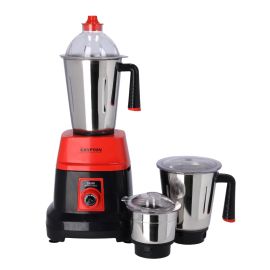 Krypton 3-IN-1 Mixer Grinder- KNB6192| 550W Powerful Copper Motor with Stainless Steel Jars and Blades and Unbreakable Lids| Ergonomic Design with Motor Overload Protector| 3 Jars, 3 Speed Setting for Efficient Grinding| Black and Red