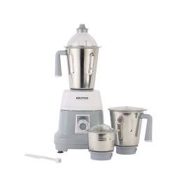 Krypton 3-IN-1 Mixer Grinder- KNB6192| 550W Powerful Copper Motor with Stainless Steel Jars and Blades and Unbreakable PC Lids| Ergonomic Design with Motor Overload Protector| 3 Jars, 3 Speed Setting for Efficient Grinding| White