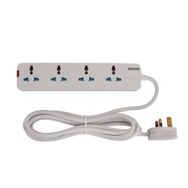 Krypton Extension Socket, 4 Way - 3m - Power Extension Socket -Multi Plug Power Cable- High Quality, Shock Proof Design with Universal Socket