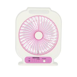 Krypton 8'' Rechargeable Mini Table Fan- Powerful Personal Desk Box Fan | Table Fan for Office, Home (3 Speed)