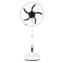 18" Rechargeable AC/ DC Stand Fan, Remote Control, KNF6245 | 3.5hrs Continuous Working Fan & LED Light 55hrs | Solar Charging Input | Camping/Outdoor Fans