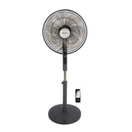 Krypton 16" Stand Fan- KNF6451/ Pedestal Fans with Remote Control, 7 Leaf Metal Blades for Strong Wind and 3-Speed Levels, 7.5 hours Timer/ High Performance Motor, Ideal for Home, Office, Garage, Apartment