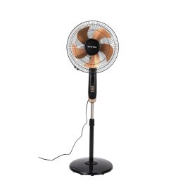 Krypton 16" Stand Fan- KNF6559/ Pedestal Fans with Remote Control, 5 Leaf Metal Blades for Strong Wind and 3-Speed Levels, 7.5 hours Timer, Adjustable Height/ High Performance Motor, Ideal for Home, Office, Garage, Apartment