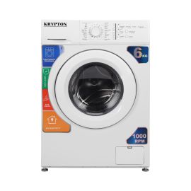 Krypton Front Loading Washing Machine 6 Kg - 16 Washing Programs, Speed, Spinning Efficiency, Free Standing Front Load Machine, Adjustable Temperature Knob, Child Lock Safe