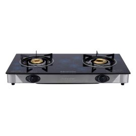 Krypton Stainless Steel Gas Cooker, Enamelled Pan Support, KNGC6348, Two Burner, Auto Ignition System, Cast Iron Burners, Tempered Glass | Save 60% Gas