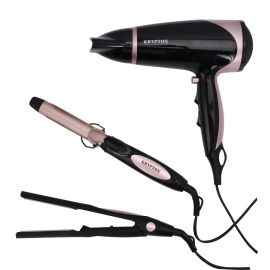 Krypton 3 in 1 Hair Dryer, Straightener, Curler - KNHF6397| 2 Speed and 3 Heat Setting, Cool Shot Function, 360-Degree Swivel Cord, ON/OFF Switch| Perfect for Salon and At Home Styling with a Hang Up Hook| PTC Heater, DC Motor, 2200W