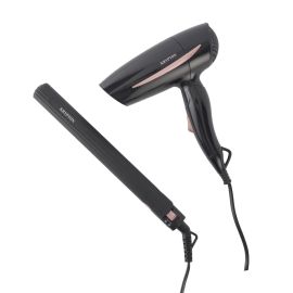 Krypton 2-in-1 Hair Styling Kit- KNHF6427| Travel Hair Dryer, Hair Straightener| Ceramic Plates Easy Straightening, Dryer with Foldable Handle| Perfect for Salon and At Home Styling with a Hanging Loop