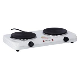 Krypton KNHP5306-1 Electric Double Hot Plate 2000W | Cast Iron | Double Burner Hot Plate for Flexible Precise Table Top Cooking - Cast Iron Heating Plate - Portable Electric Hob with Temperature Control for Home, Camping & Caravan Cooking