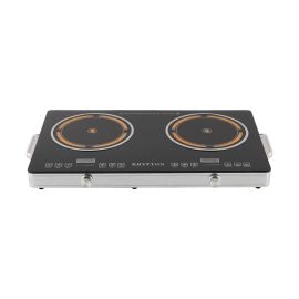 Krypton Digital Infrared Cooker- KNIC6428| Double Cooking Hob, 3000-Watt (1800+1200) Infrared Burners With Adjustable Temperature And Wattage, Energy Saving| Touch and Knob Control, Multi Functions Include Hot Pot, BBQ, Low Fire, Soup, Steam and cooking.