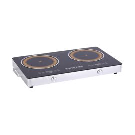 Krypton Digital Infrared Cooker- KNIC6428S/ Double Cooking Hob, 3600-Watt (1800+1800) Burners with Adjustable Temperature, Energy Saving/ Touch and Knob Control, 9 Multi Functions, Safety Features/ Black