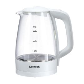 Krypton Electric Glass Kettle, 360-Degree Rotational Base, KNK5276 | Boil Dry Protection & Automatic Cut Off | 1.7L Cordless Stainless Steel Kettle | Ideal for Hot Water, Tea & Coffee