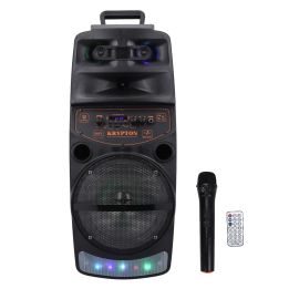 Rechargeable Portable Speaker with Microphone, KNMS5192 | 8-inch Woofer & Remote Control | Bluetooth, USB, FM radio, TF card, TWS and AUX Compatibility