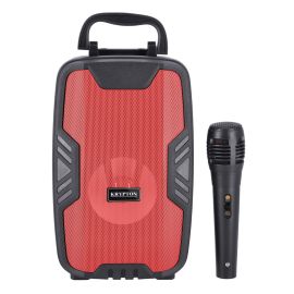 Portable and Rechargeable Speaker with Microphone, KNMS5202 | BT/ USB/ TF Card / FM/ AUX | Portable Design with Trolley Handle & Wheels | Dazzled LED Light