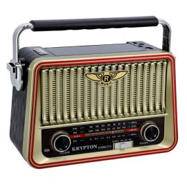 Krypton Portable Multi-Function FM/AM/SW Radio with a Solar Panel-KNR6373|Bluetooth, USB, TF Card Player, MP3 Player| DC 3V (UM-1X2) Rechargeable Battery (Batteries not included) | Retro Design