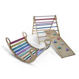 Moon Kids Large Montessori Pikler Triangle Set - Multi Color