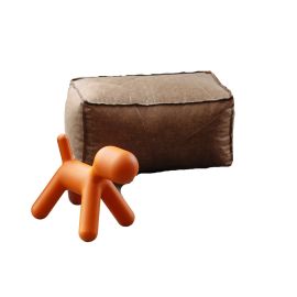 LEATHER PUFF RECTANGULAR - Leather square pouf