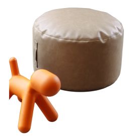 LEATHER PUFF ROUND - PU round pouf