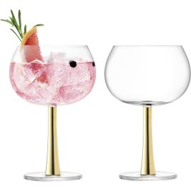 Gin Balloon Glass 420ml Gold x 2