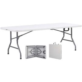 Marcolo 180cm Recto Portal Folding Table, Convenient Carry Handle, Elegant and Modern Outdoor and Indoor Furniture, Folds in half for Easy Storage 180x70x74cm