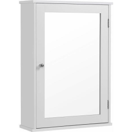 Mirror Cabinet 1, Wall-Mounted Medicine Cabinet, White Bathroom Mirror with Storage