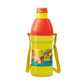 Milton Kool Joy Plastic Insulated Water Bottle with Straw for Kids, 400 ml, Yellow